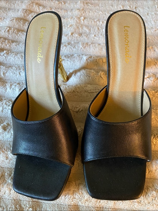 Lemon Shoes - Lemon Black Open-Toe Mule Sandals